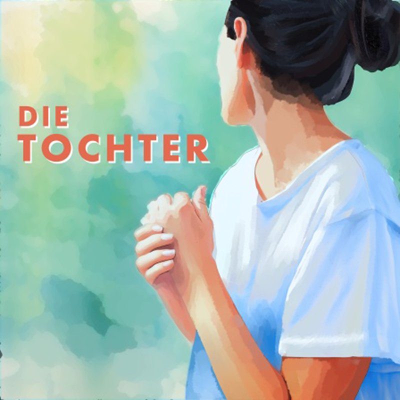 Rückenansicht einer dunkelhaarigen Frau in weißem T-Shirt.